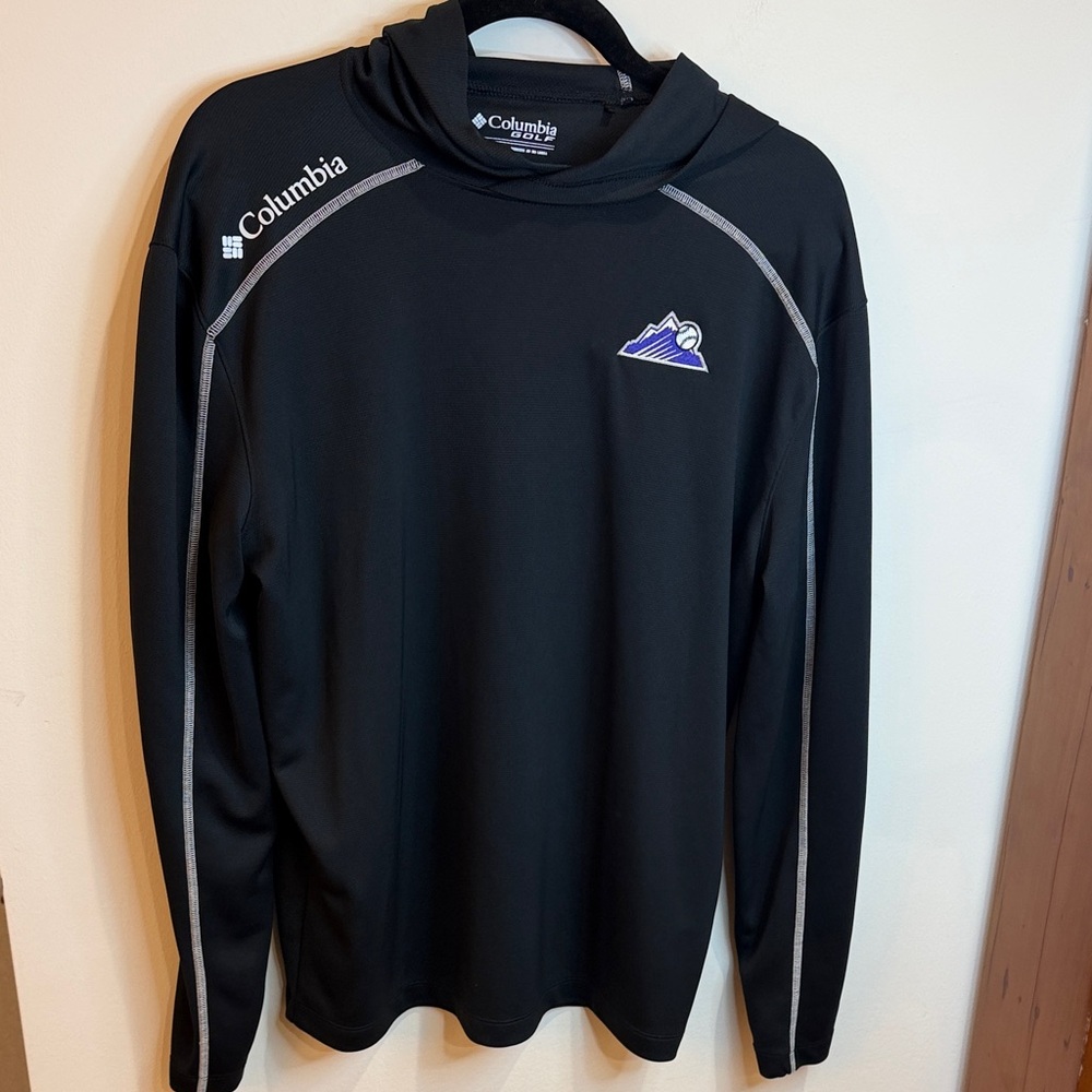 Columbia MLB Colorado Rockies Long-Sleeve Performance Hoodie w/Patch Logo, M